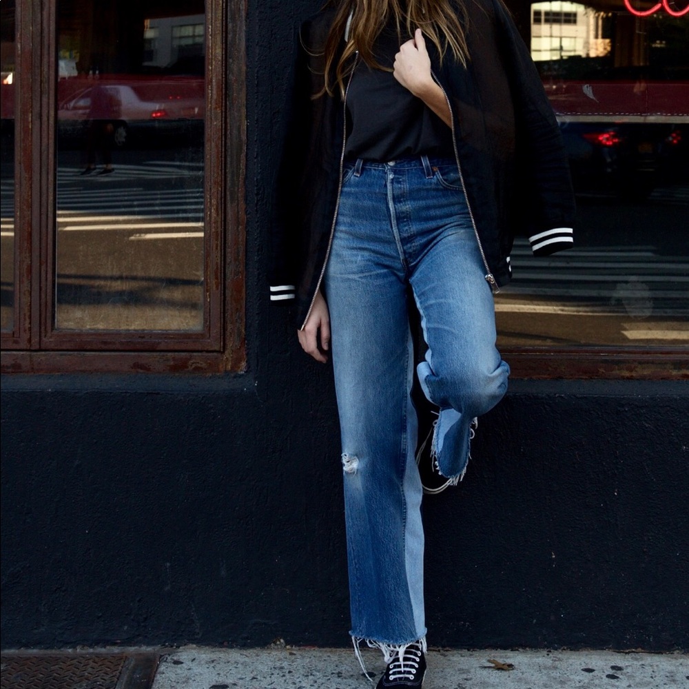 Re/done x Warm - wide leg high rise vintage jeans.